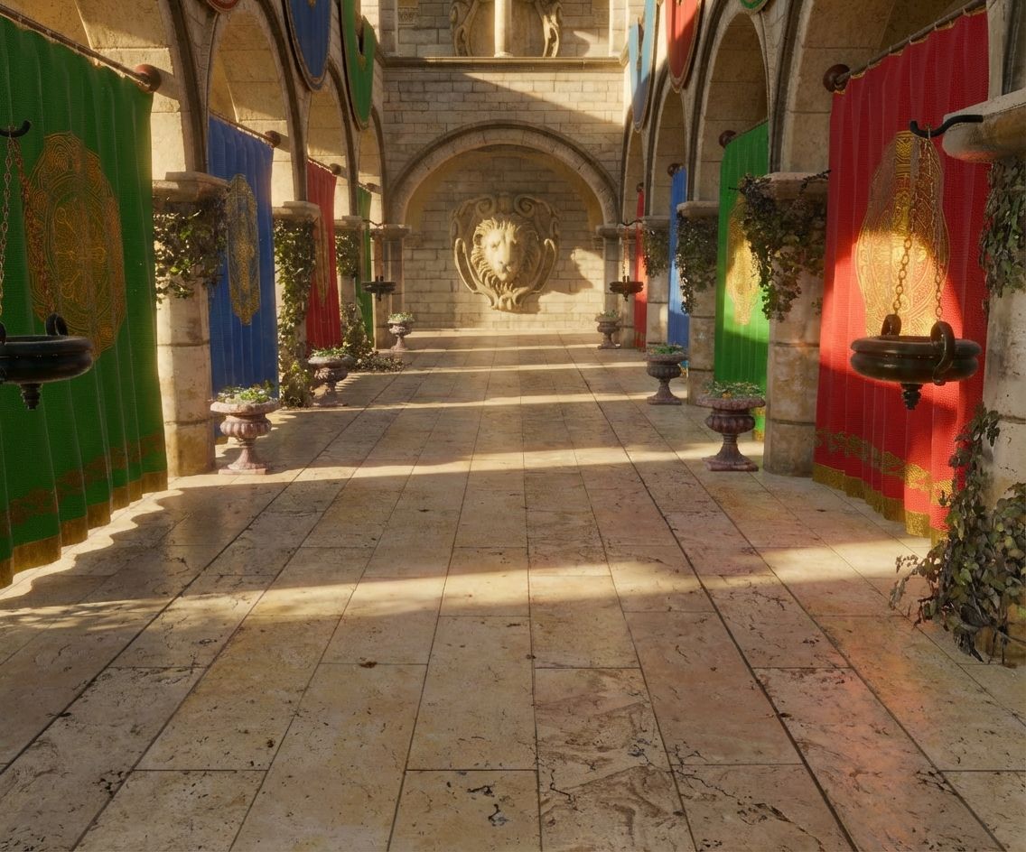 Sponza hall – AI raytraced